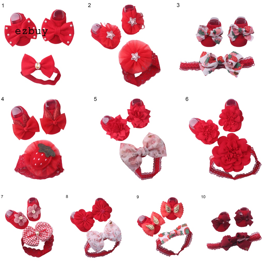 Set Vớ + Băng Đô Mềm Mại Chống Trượt Xinh Xắn Cho Bé