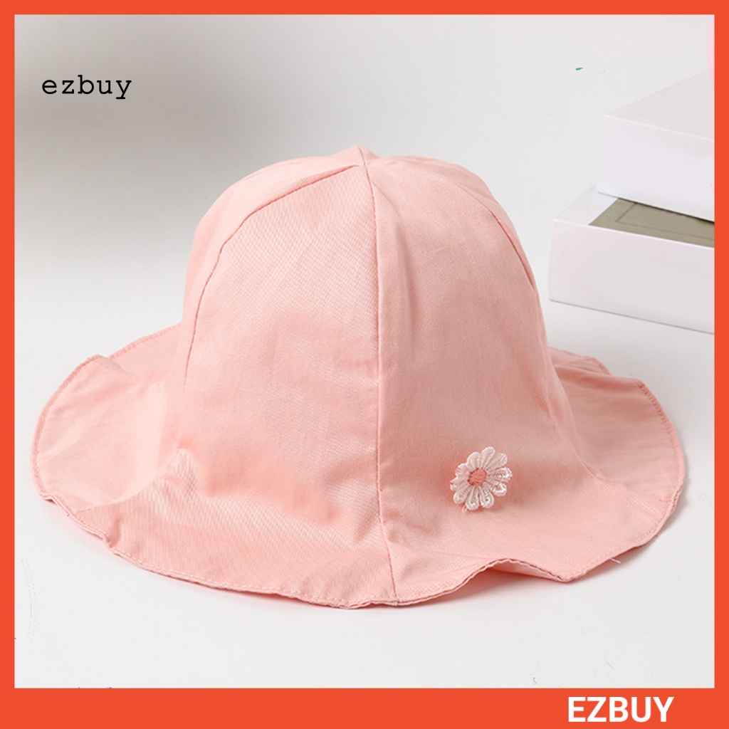 Mũ Tai Bèo Cotton Thoáng Khí Chống Phai Màu Đính Hoa Tinh Tế Có Dây Đeo Cho Trẻ Em