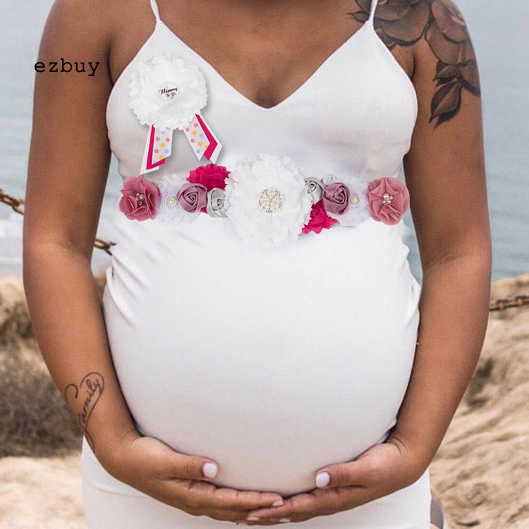 Set 3 Dây Ruy Băng Thắt Nơ Màu Trắng Di Động Dùng Chụp Ảnh Cho Mẹ Bầu