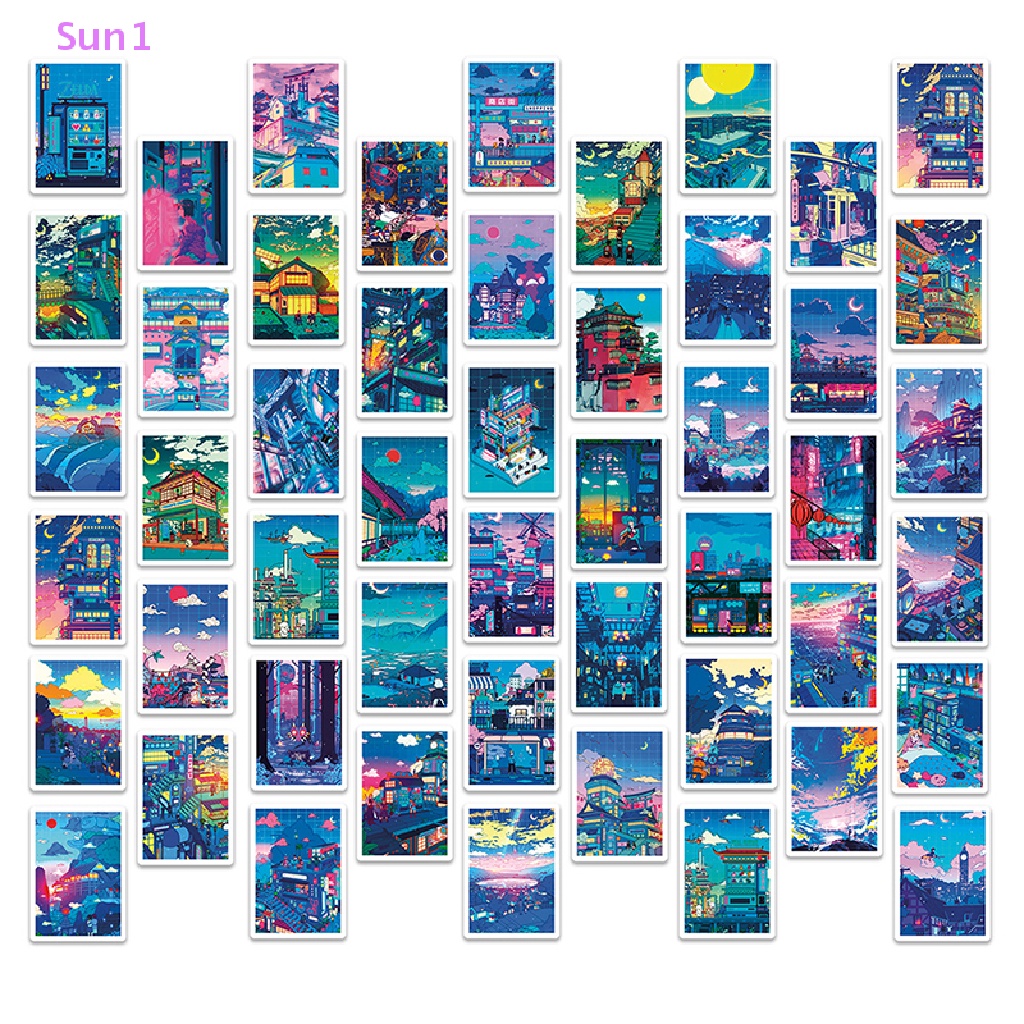 Bộ 50 Miếng Dán Hành Lý / Điện Thoại / Máy Tính Bảng Họa Tiết Hoạt Hình Graffiti Chống Nắng Sun1 &gt; 50 Cái DIY