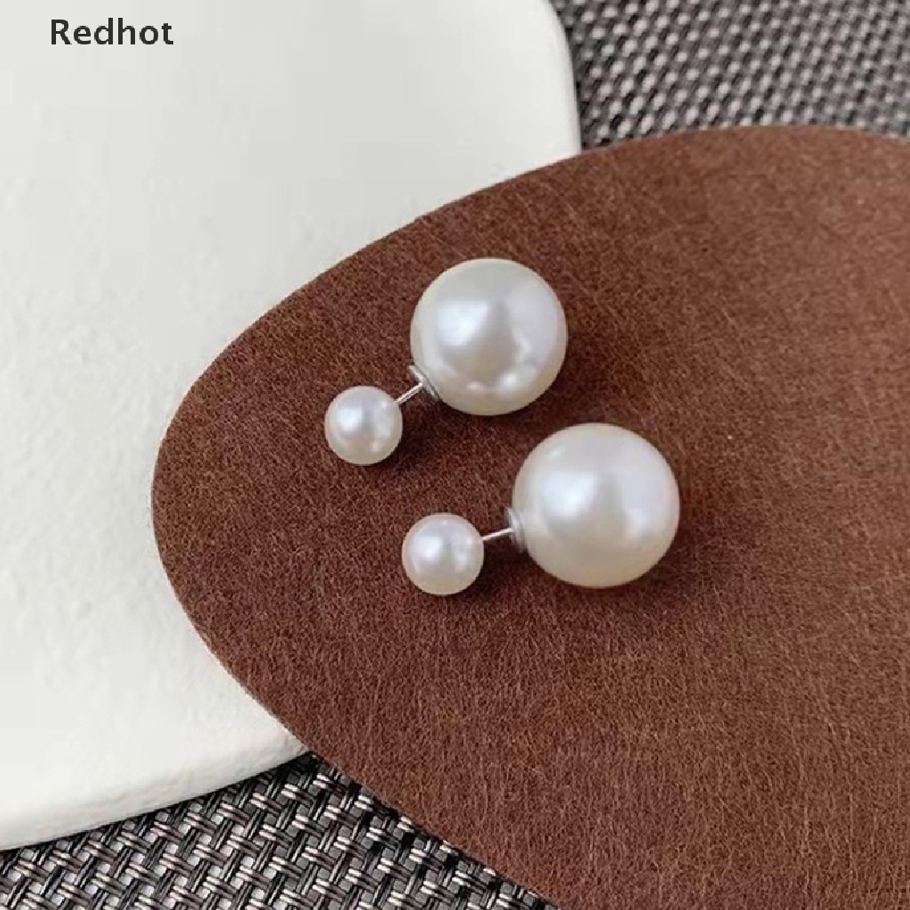 &lt; Redhot &gt; Khuyên Tai Hai Mặt Đính Ngọc Trai Nhân Tạo Phong Cách Hàn Quốc Cho Nữ