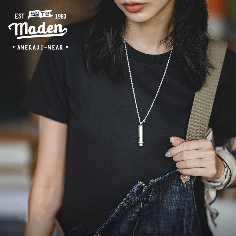 Maden Áo Thun cotton Mỏng Tay Lửng Màu Trắng Đen Cơ Bản Phong Cách Công Sở Cho Nữ