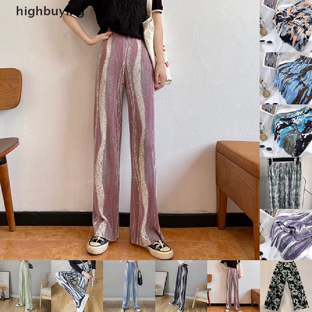 Quần Ống Rộng Lưng Cao Màu Sắc Kẹo Ngọt Thời Trang Mùa Hè Cho Nữ