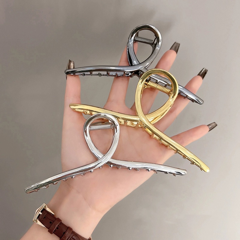 Kẹp Tóc Kim Loại Màu Bạc Đơn Giản Thời Trang Mùa Hè Cho Nữ