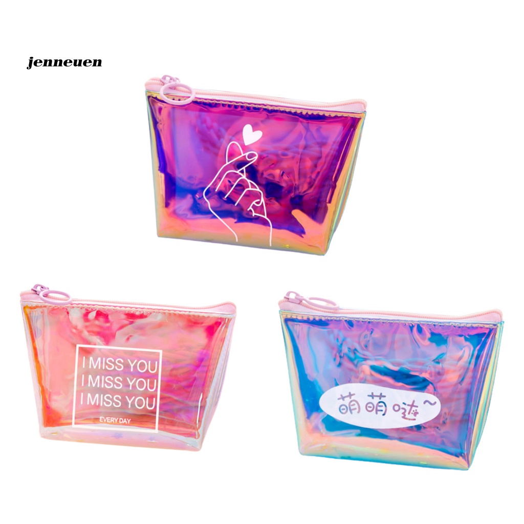 Túi Đựng Mỹ Phẩm / Tiền Xu / Trang Sức Cỡ Nhỏ Bề Mặt Mịn Có Khóa Kéo Thay Đổi Màu Sắc Chống Thấm Nước