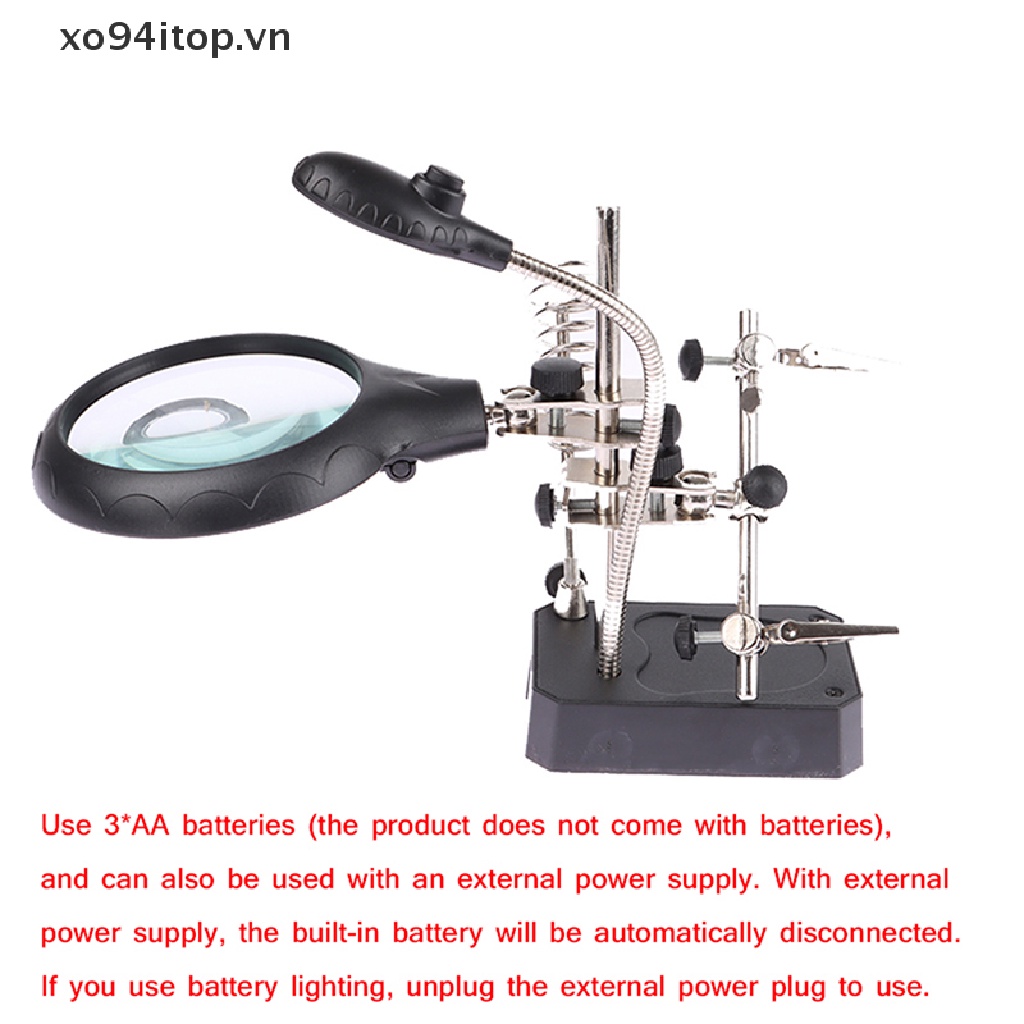Xoitop 1 Cái Giá Đỡ Kim Loại Kính Lúp Led Điện Tử Hỗ Trợ Hàn Sắt VN