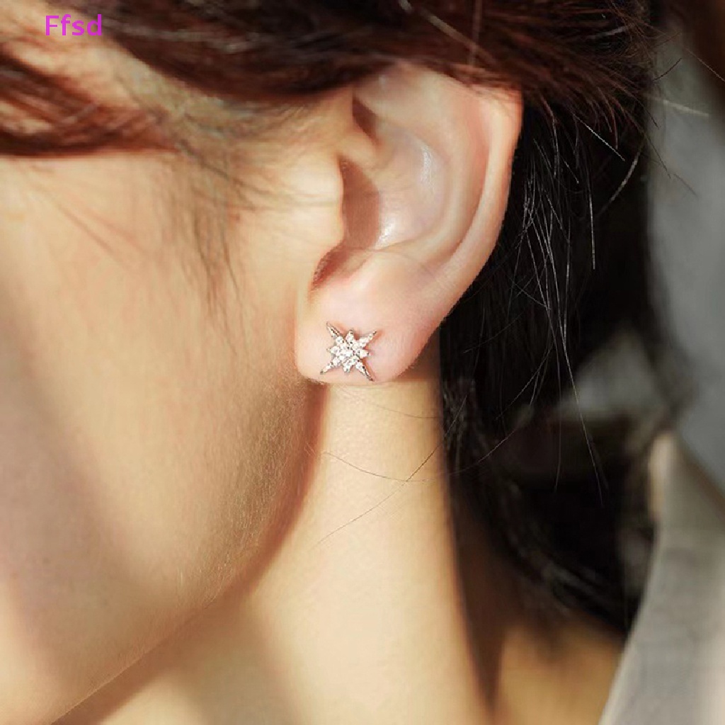 1 Đôi Khuyên Tai Đính Đá Zircon Hình Ngôi Sao Thời Trang Cho Nữ