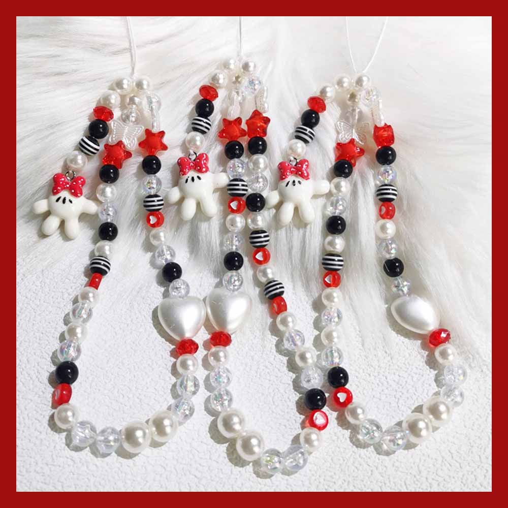 Dây Treo Điện Thoại Di Động Dạng Chuỗi Hạt Acrylic Nhiều Màu Chống Thất Lạc Hình Minnie Dễ Thương
