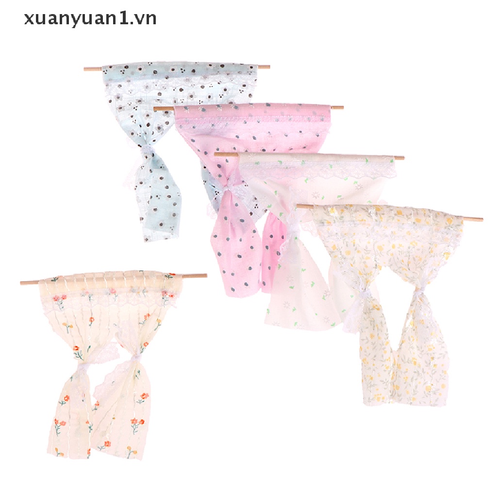 1 Rèm Cửa Ren Hoa Cúc Xinh Xắn Cho Nhà Búp Bê Tỉ Lệ 1: 12