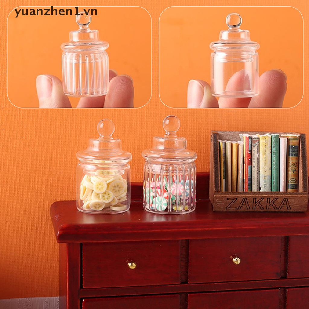 Lọ Thủy Tinh Đựng Kẹo Có Nắp Nhỏ Xinh Trang Trí Nhà Búp Bê Tỉ Lệ 1: 12