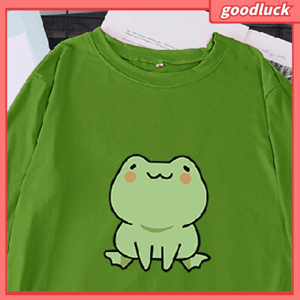 Áo Thun Tay Ngắn Chất Liệu Polyester In Họa Tiết Hoạt Hình Chú Ếch Dễ Thương Thời Trang Mùa Hè Cho Nữ