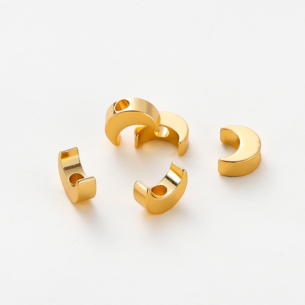 Bộ 20 Hạt Xỏ Lỗ Mạ Vàng 18K 5 * 7mm Hình Mặt Trăng Dùng Làm Trang Sức Thủ Công