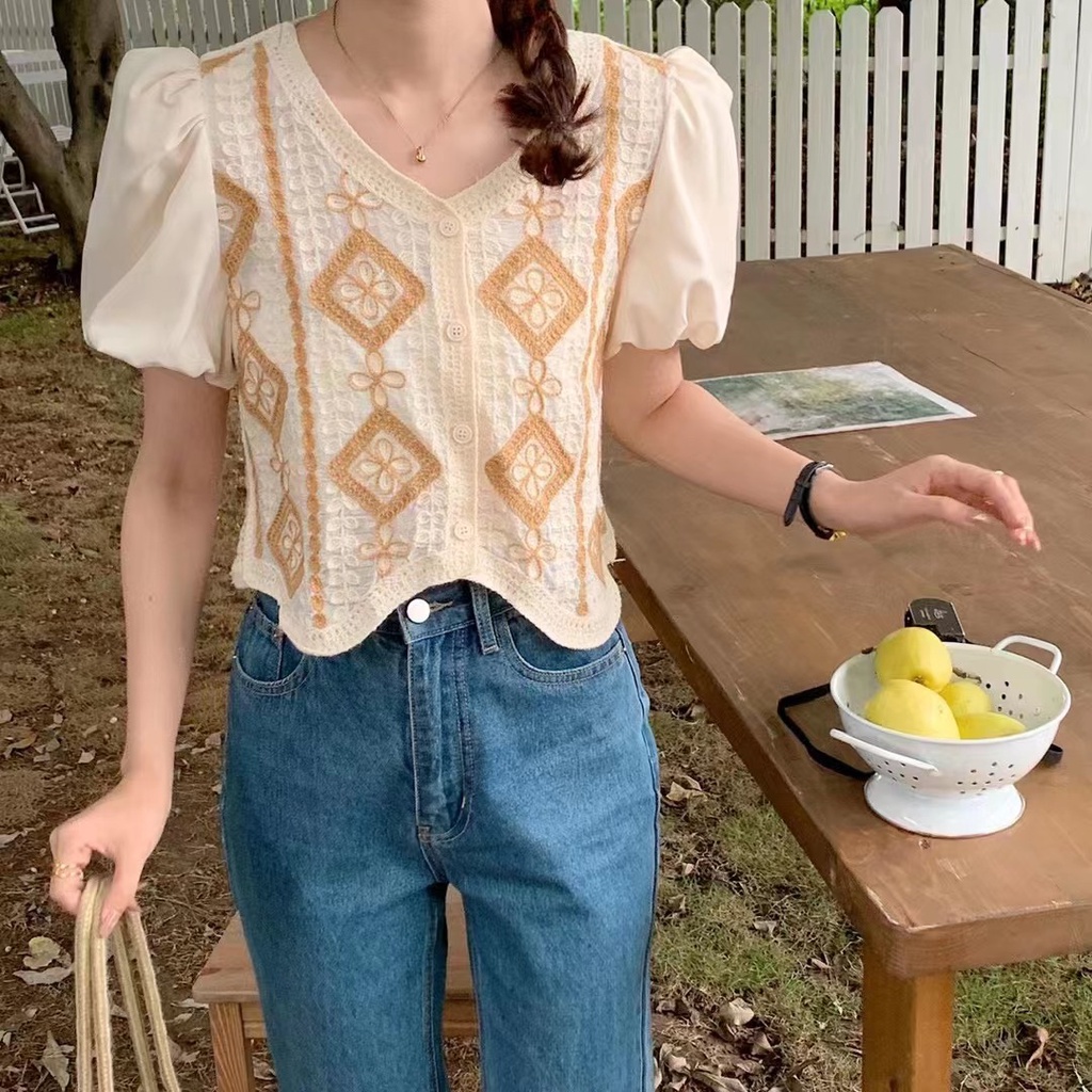 Nzn Áo Crop top Dệt Kim Khoét Lỗ Phối Màu Tương Phản Thời Trang Mùa Hè Mới Cho Nữ