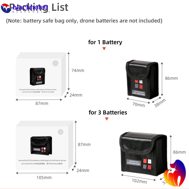 Túi Đựng Pin Chống Cháy Nổ Tương Thích Cho Daotong Evo Nano / lite Series