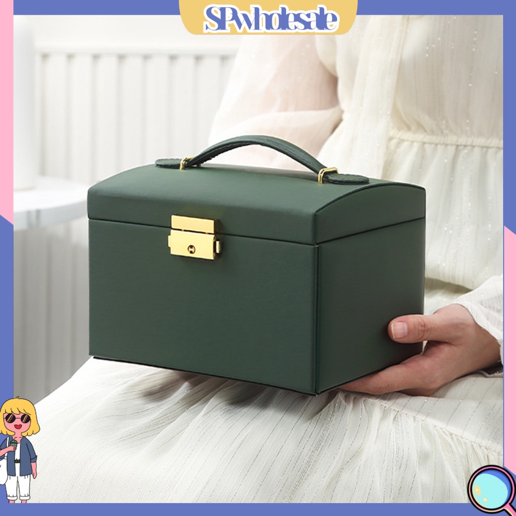 <SPwholesale> Hộp Trưng Bày Trang Sức Ba Tầng Có Khóa Cài Nhỏ Gọn Dành Cho Gia Đình