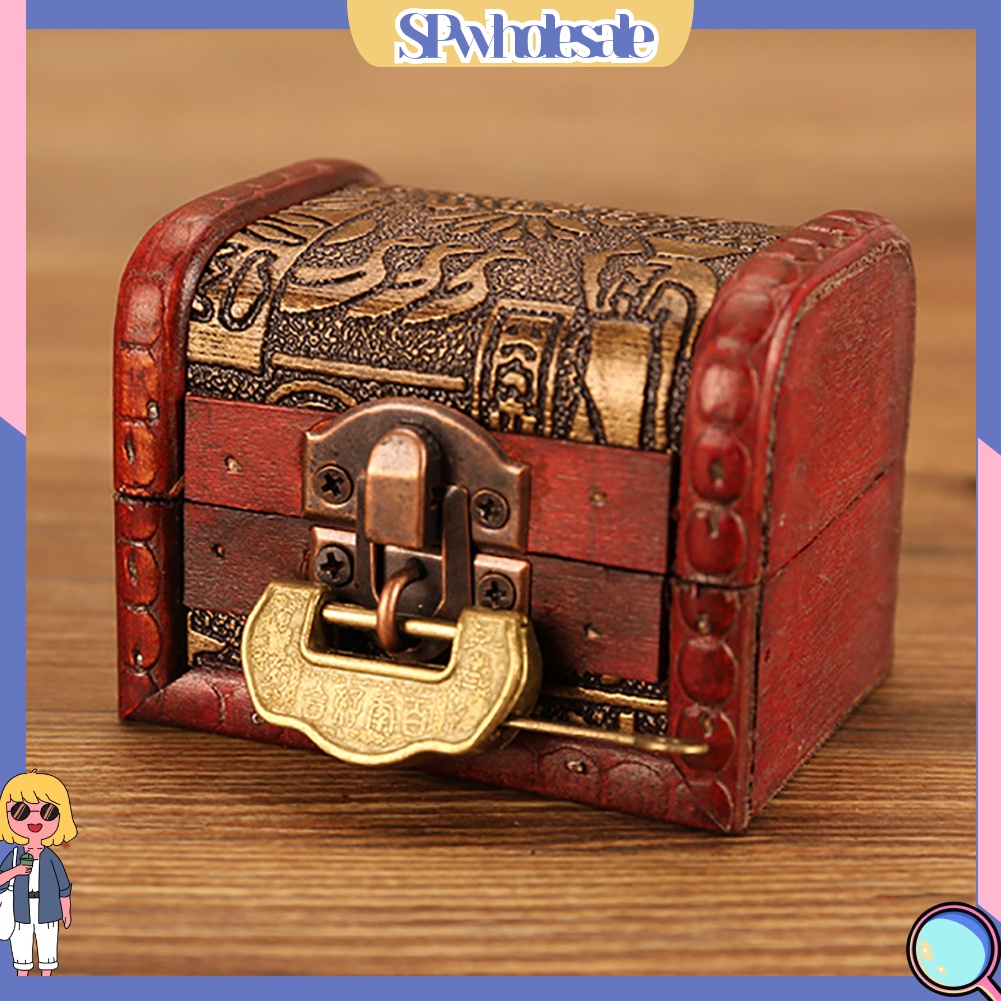 <SPwholesale> Hộp Đựng Trang Sức Khắc Họa Tiết Cổ Điển Có Khóa