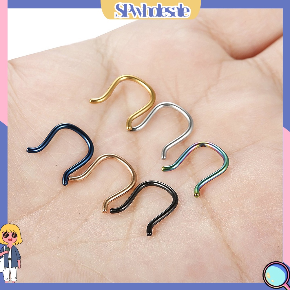 <SPwholesale> 6 Khuyên Mũi Hình Chữ U Bằng Thép 316L 1 / 1.2 / 1.6mm