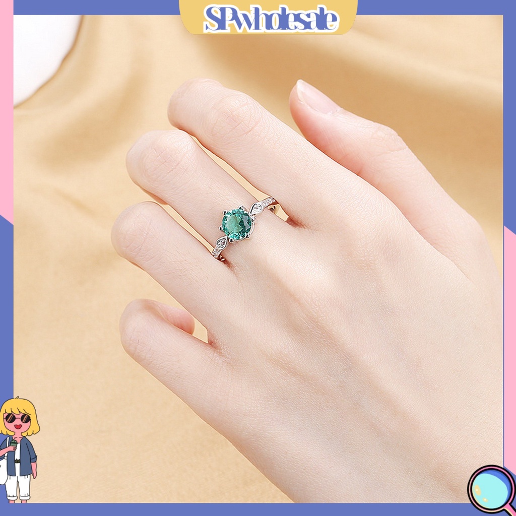 <SPwholesale> Nhẫn Cưới Dạng Hở Đính Đá Zircon Hình Giọt Nước Sáu Móng Lấp Lánh Có Thể Điều Chỉnh Quà Tặng Trang Sức Thời Trang Cho Nữ