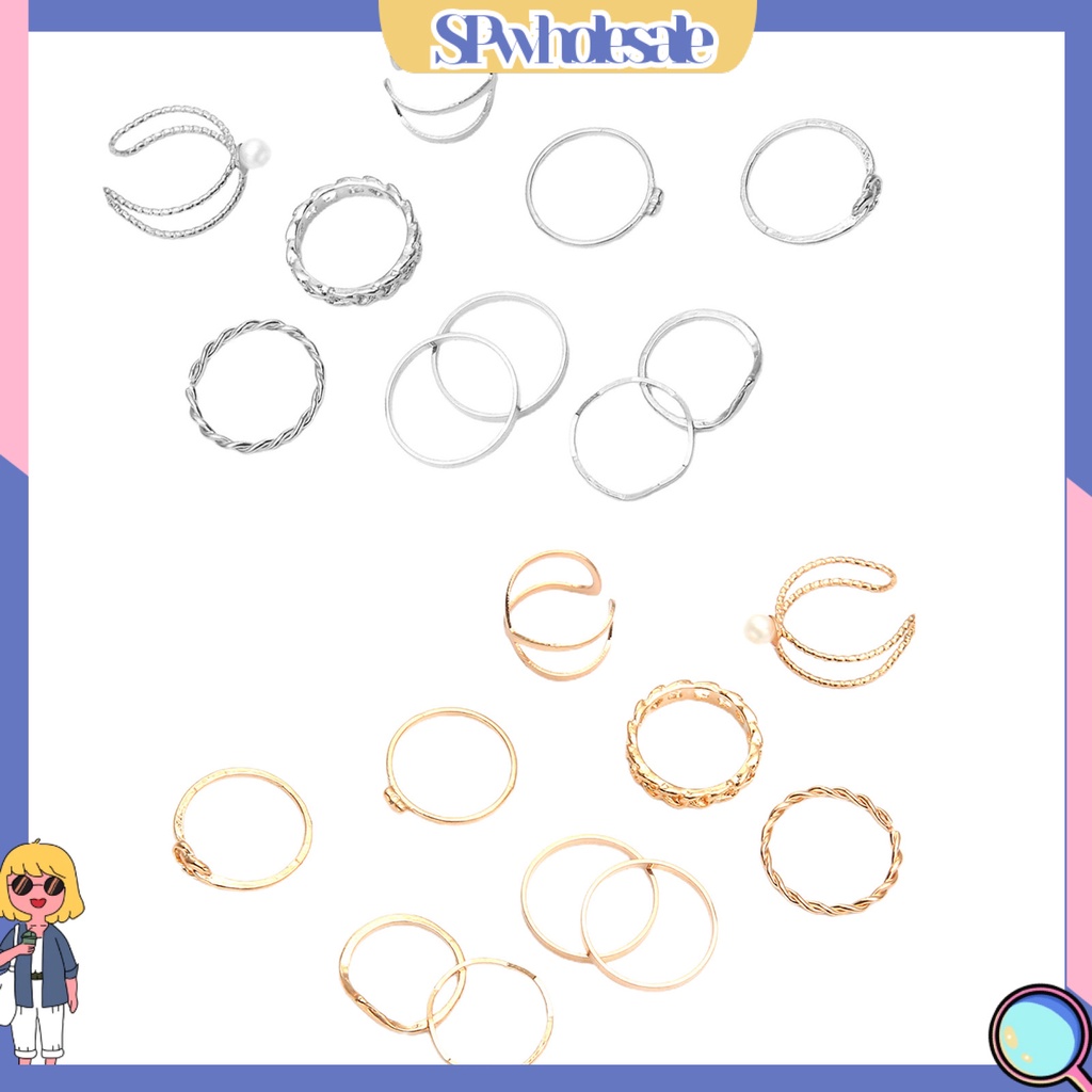 <SPwholesale> Set 10 Nhẫn Đeo Khớp Ngón Tay Phong Cách Vintage Cho Nữ