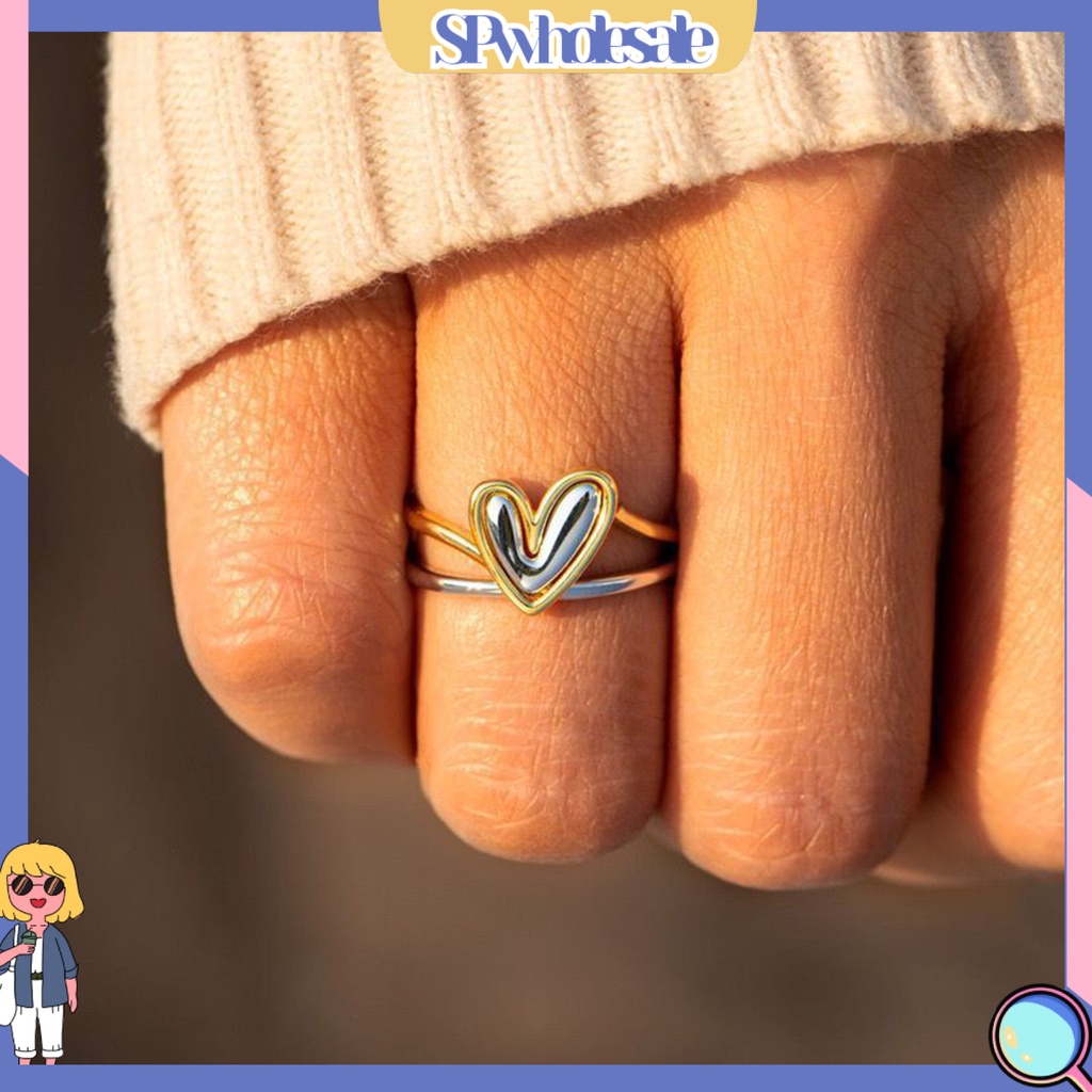 <SPwholesale> 1 Bộ Nhẫn Hình Trái Tim Thời Trang Dành Cho Nữ