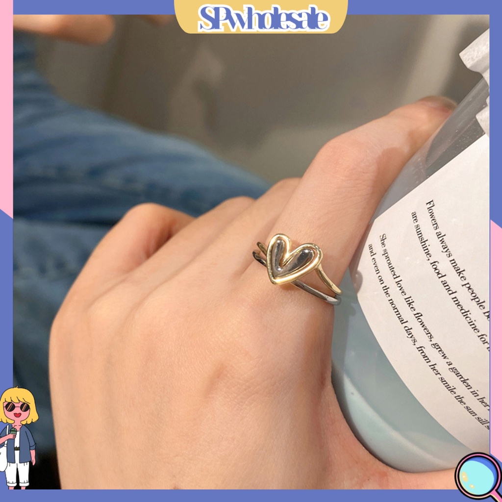 <SPwholesale> 1 Bộ Nhẫn Hình Trái Tim Thời Trang Dành Cho Nữ