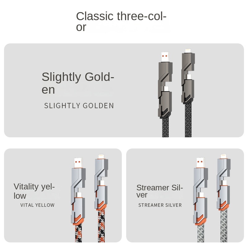 Dây Cáp Sạc Nhanh USB Loại C 4 Trong 1 Cho Samsung Xiaomi OPPO Điện Thoại Máy Tính Bảng iPhone iPad