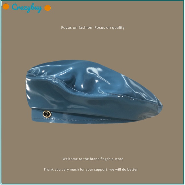 Cr Mũ Beret Da Pu Chống Nắng Thoáng Khí Phong Cách Retro Thời Trang Cho Nữ