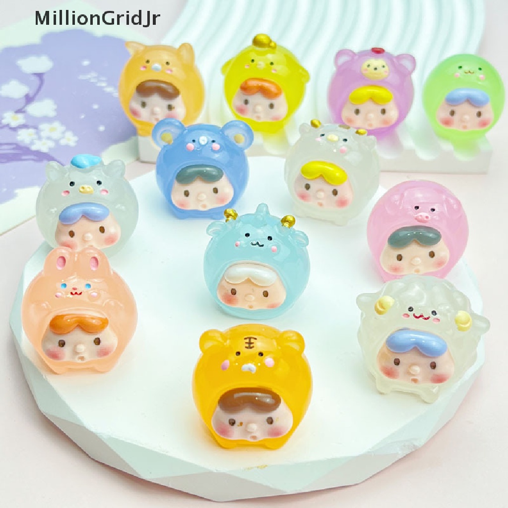 Mô Hình Tượng Nhựa Resin 2cm Hình Cung Hoàng Đạo Hoạt Hình Màu Dạ Quang Phong Cách Trung Hoa JR