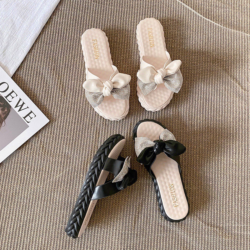 Dép Sandal Đính Nơ Đế Bằng Thời Trang Cho Nữ