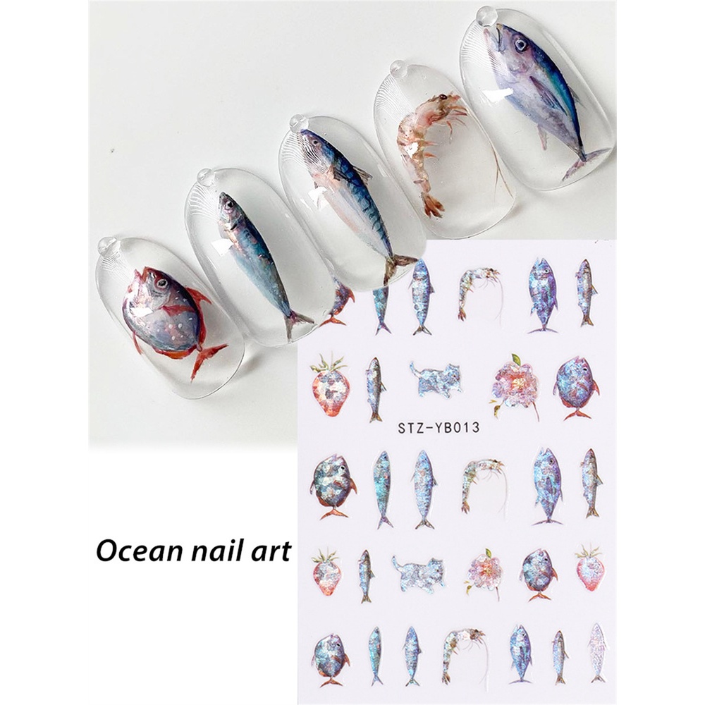 1 Miếng Dán Móng Tay Hình Gấu / Cá Dễ Thương 3D