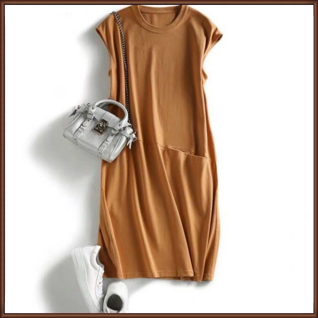 Đầm Cổ Tròn Dáng Rộng Màu Sắc Thanh Lịch Dành Cho Nữ