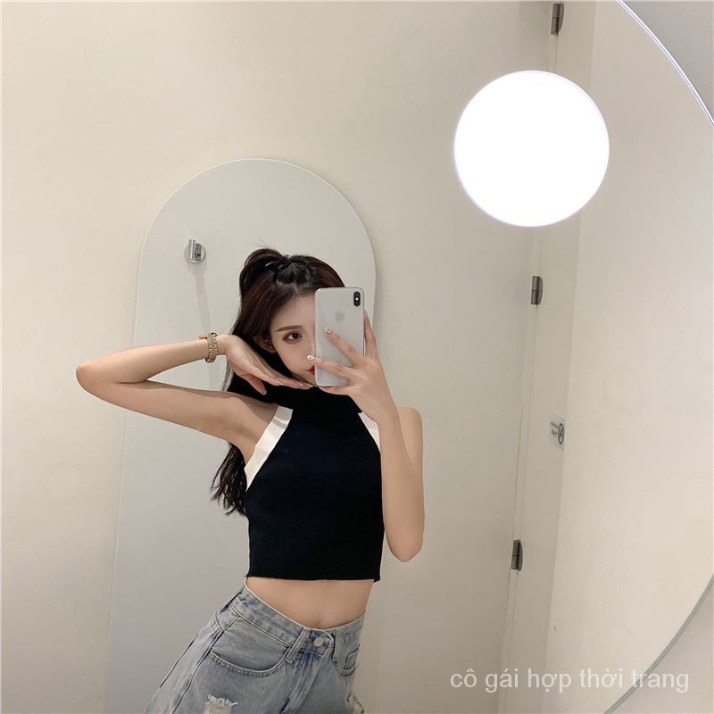 Áo Không Tay Cổ Lọ Hở Vai Phối Màu Thời Trang Xuân Hè Hàng Mới Dành Cho Bạn Nữ 3qmp