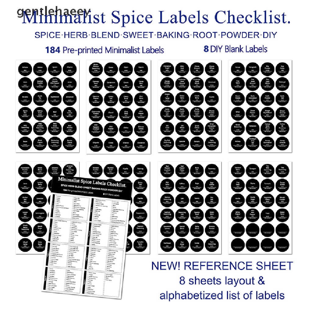 Bộ 192 Nhãn Dán Đánh Dấu Gia Vị Hình Tròn 1.5 inch