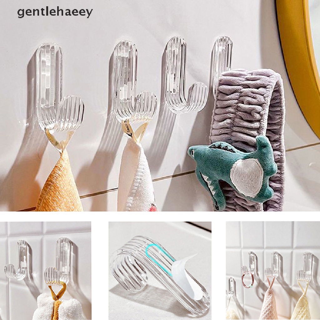 Giá Đỡ Treo Khăn Tắm / Chìa Khóa Gắn Tường Trong Suốt Không Cần Đục Lỗ