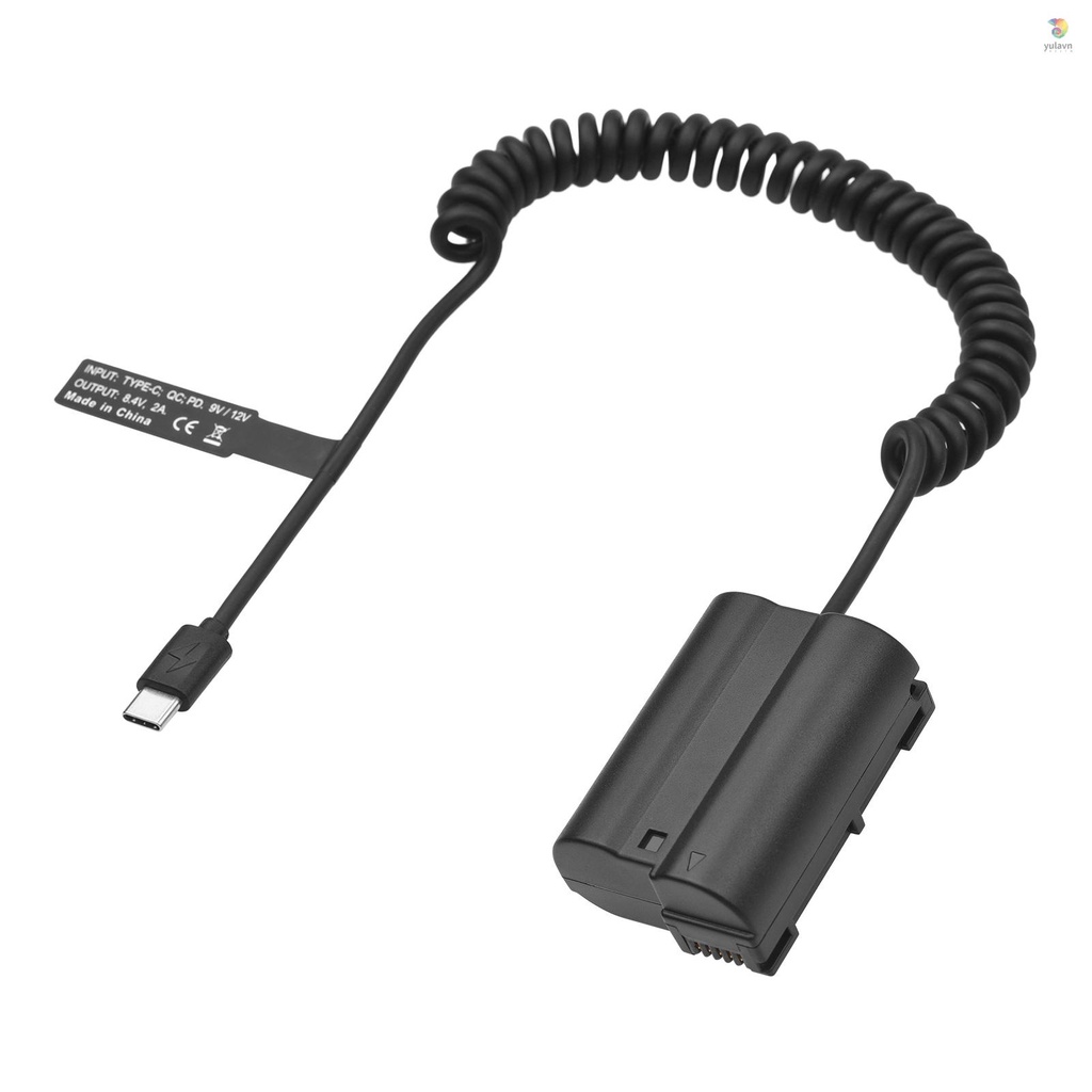 Đầu Nối Chuyển Đổi Pin Andoer EN-EL15 USB-C MH-25 Với Cáp Nguồn USB Type-C Cho Z7 Z6 D800 D850 D810 D7200 D7100 D7500