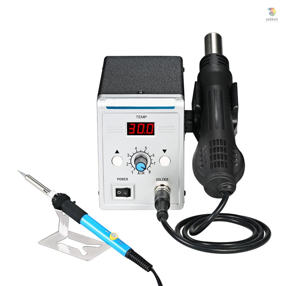 Súng Hàn Điện 858D 700W Chất Lượng Cao Có Đèn LED Kỹ Thuật Số BGA + Bộ Sắt Điện Tử SMD SMT DIP US Plug