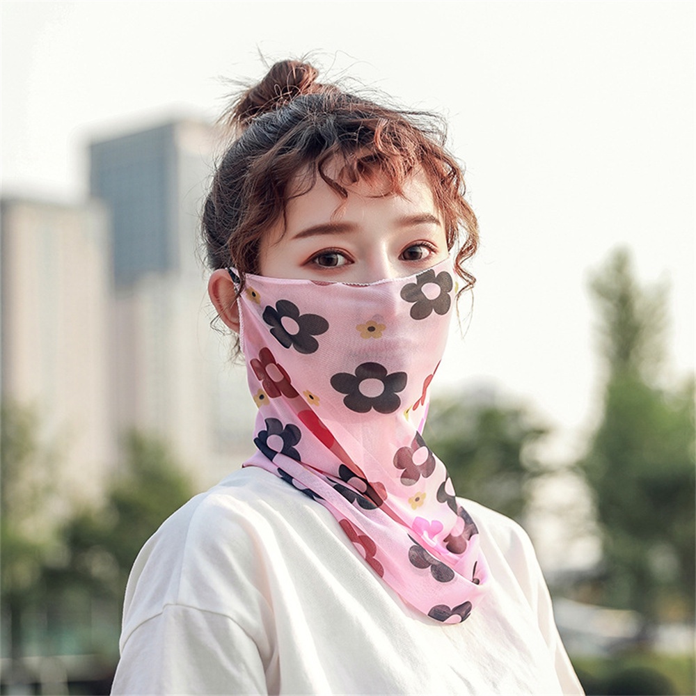 Mặt Nạ Chống Nắng SPF50 + Bằng Lụa Lạnh Phối Ren Thoáng Khí Che Tai Và Cổ Dùng Khi Lái Xe Thể Thao