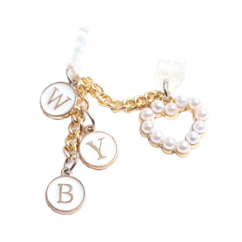 Nút Chống Bụi Cổng Sạc Điện Thoại Di Động diy Đính Hạt Ngọc Trai Hình Trái Tim Có Thể Tùy Chỉnh Chống Bụi