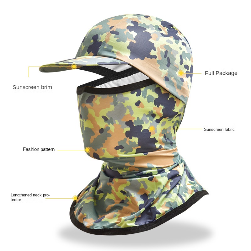 Mũ Trùm Đầu Kiêm Khẩu Trang Chống Nắng In Họa Tiết Rằn Ri Dùng Khi Đi Câu Cá / Đạp Xe Thể Thao Ngoài Trời Mới