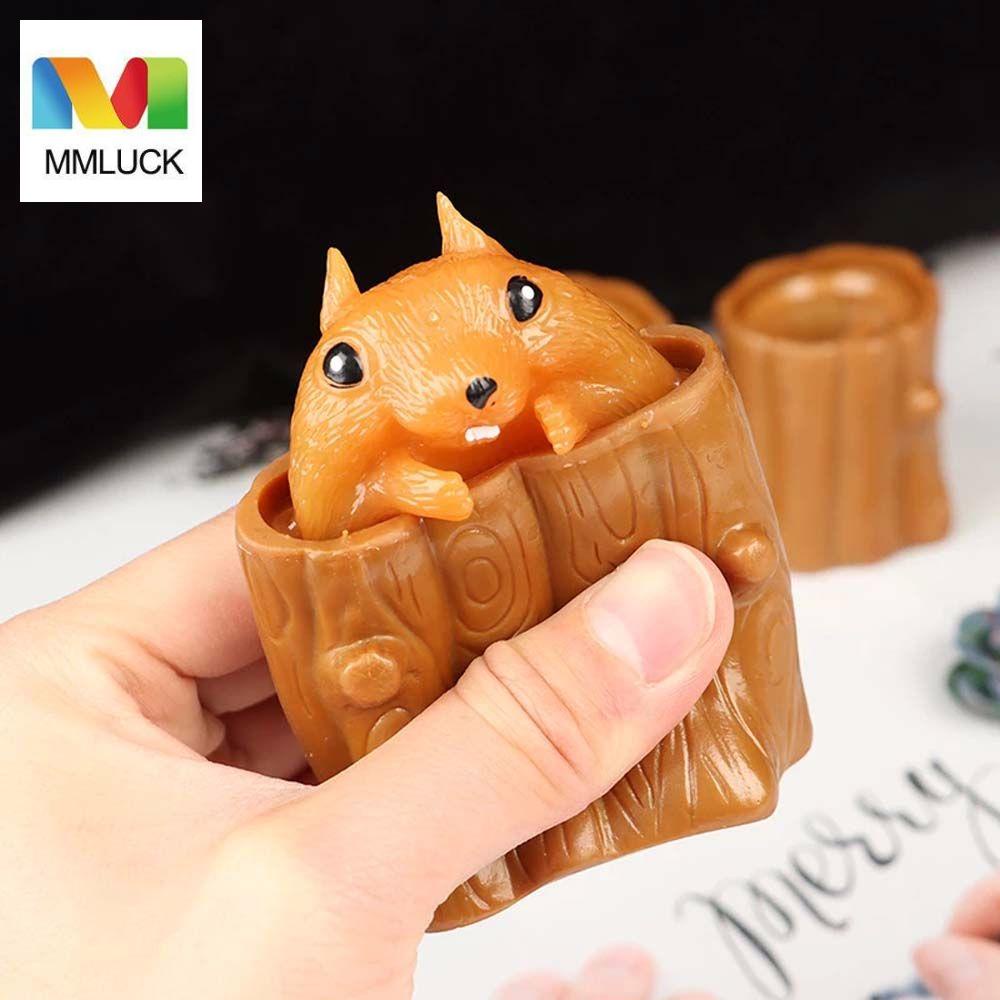 Đồ Chơi Xốp Squishy Giảm Stress Hình Chú Sóc Ăn Cây Dễ Thương Cho Bé