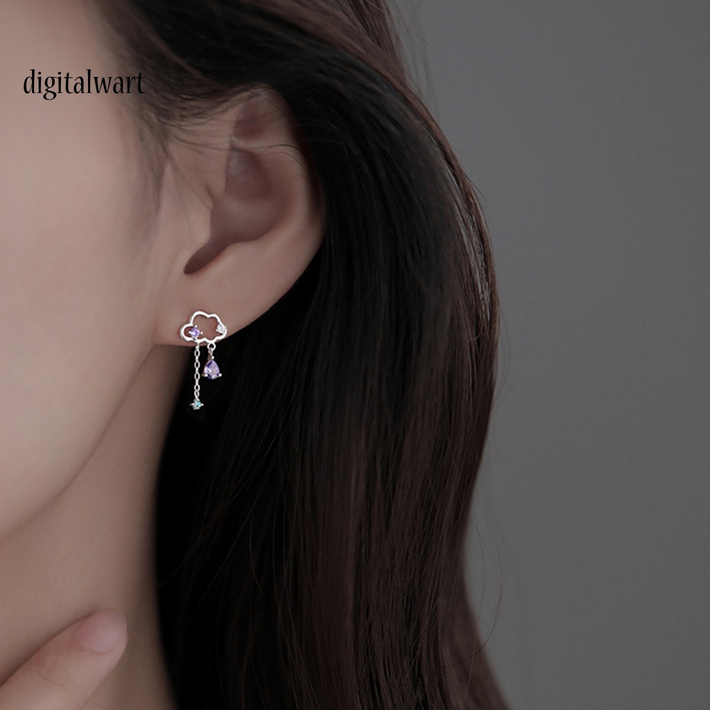 Kỹ Thuật Số| 1 Cặp Bông Tai Hình Đám Mây Lấp Lánh Bằng Hợp Kim Không Gây Dị Ứng Thời Trang Cho Nữ