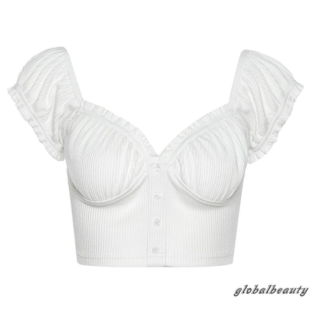 Áo Croptop Tay Ngắn Màu Trơn Thiết Kế Trễ Vai Cá Tính Dành Cho Nữ( mặc được 2 kiểu)