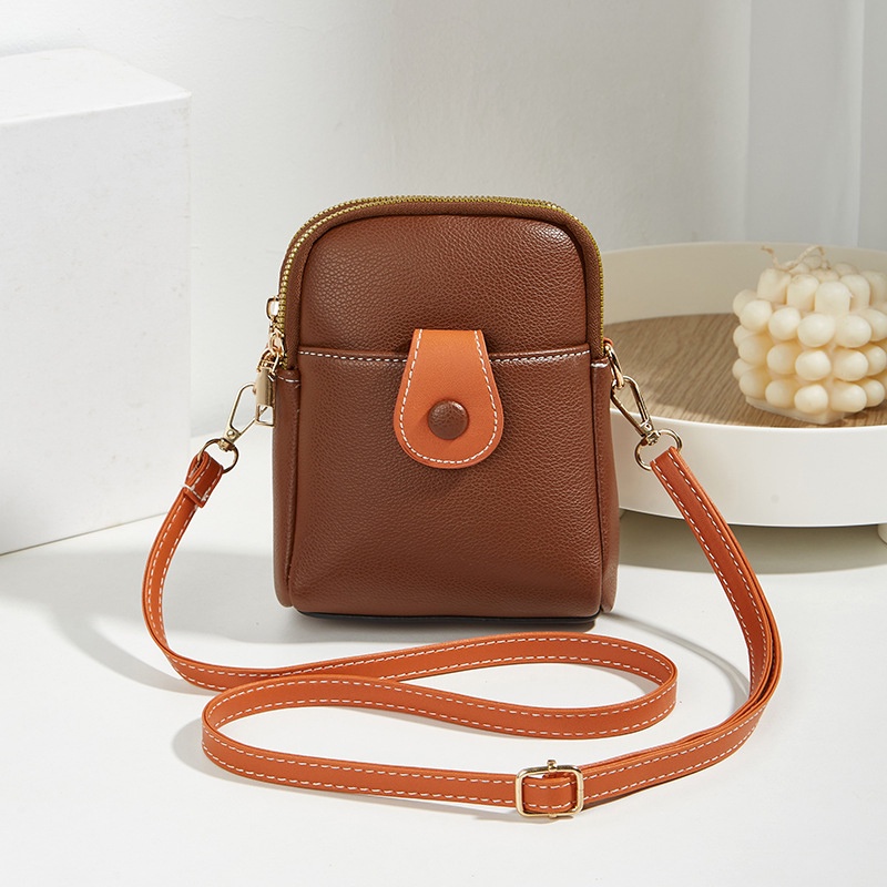 Túi Đeo Vai Đựng Điện Thoại mini Màu Tương Phản Phong Cách retro Dễ Phối Đồ Cho Nữ