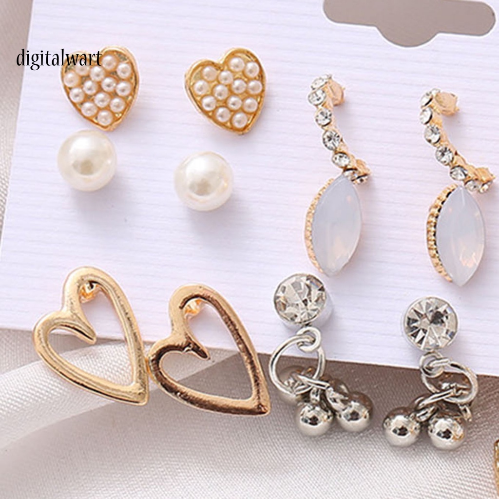 Kỹ Thuật Số| 1 Bộ Bông Tai Hình Trái Tim Đính Đá Acrylic Lấp Lánh Thời Trang Hàng Ngày