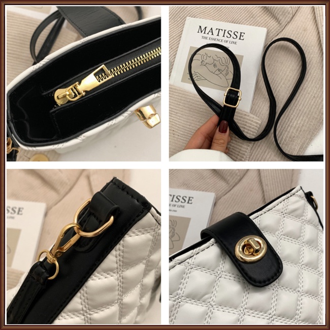 Túi Da Pu Đeo Chéo Mini Họa Tiết Kim Cương Đơn Giản Thời Trang Cho Nữ