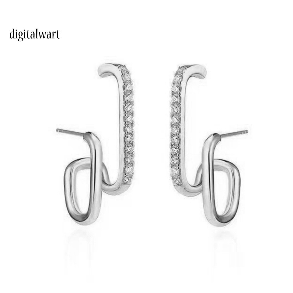 Kỹ Thuật Số| 1 Cặp Bông Tai Chữ U Đính Đá Lấp Lánh Thời Trang