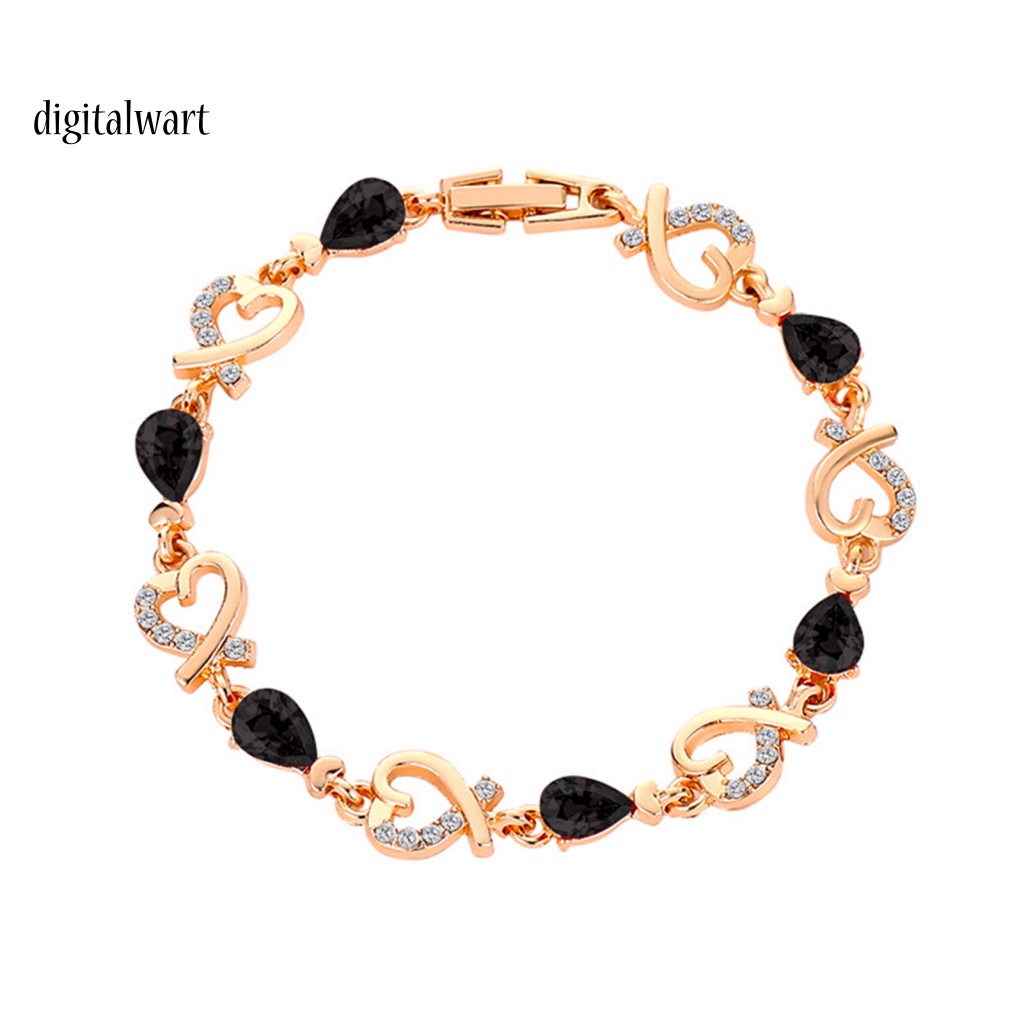 Kỹ Thuật Số| Vòng Tay Đính Đá Zircon Hình Trái Tim Thanh Lịch Cho Nữ