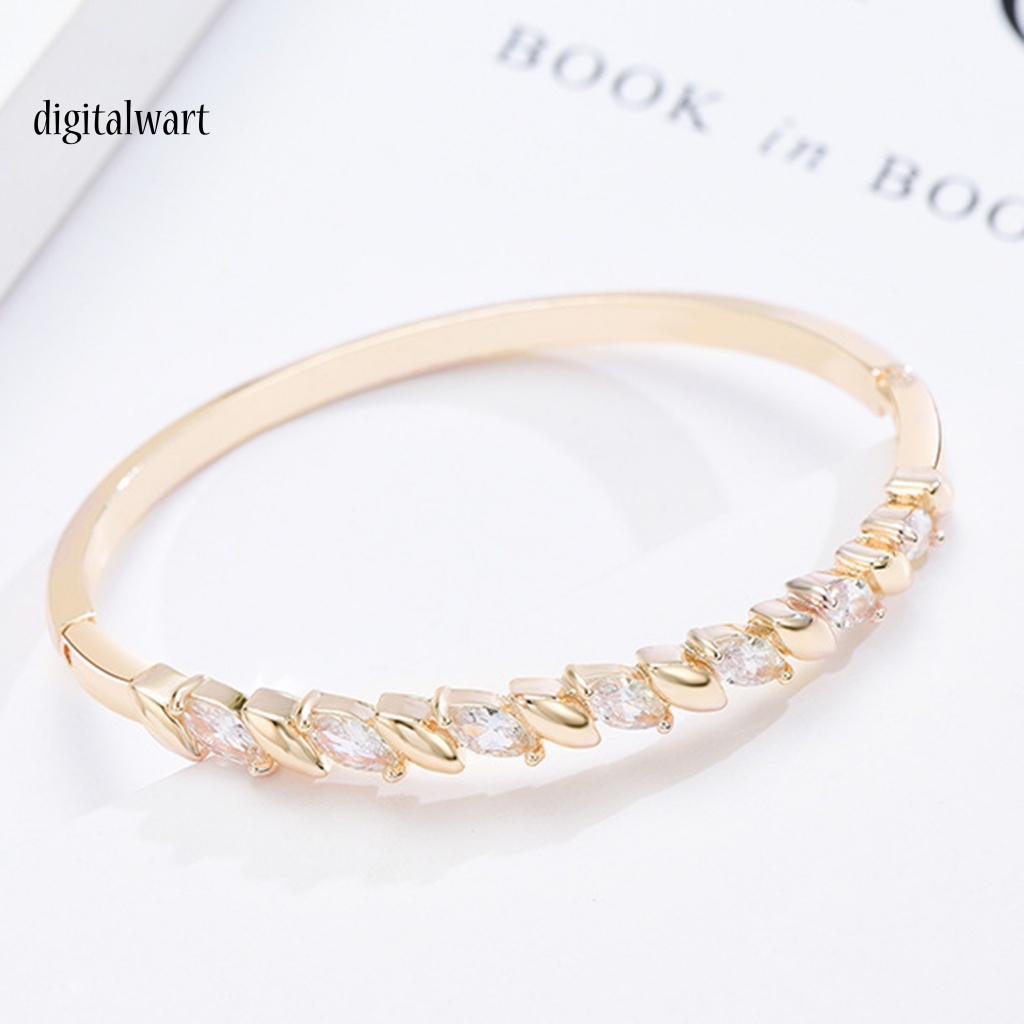 Kỹ Thuật Số| Vòng Tay Đính Đá Hình Chiếc Lá Thời Trang Cho Nữ