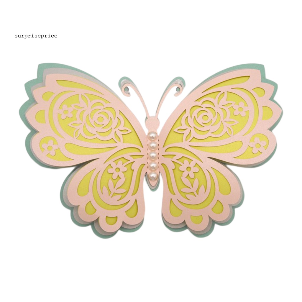 Miếng Dán Tường Bốn Lớp Hình Bướm 3D DIY Trang Trí Nhà Cửa