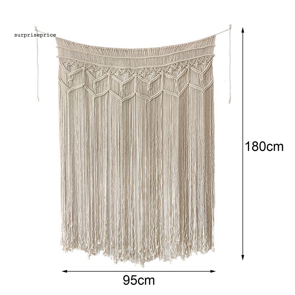 Thảm Macrame Treo Tường Chất Liệu Cotton Dệt Màu Be Phong Cách Boho Tinh Tế Trang Trí Nhà Cửa